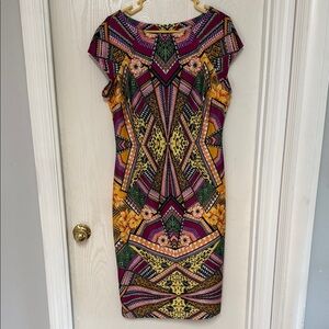 Beige by eci Colorful Geometric Midi Dress